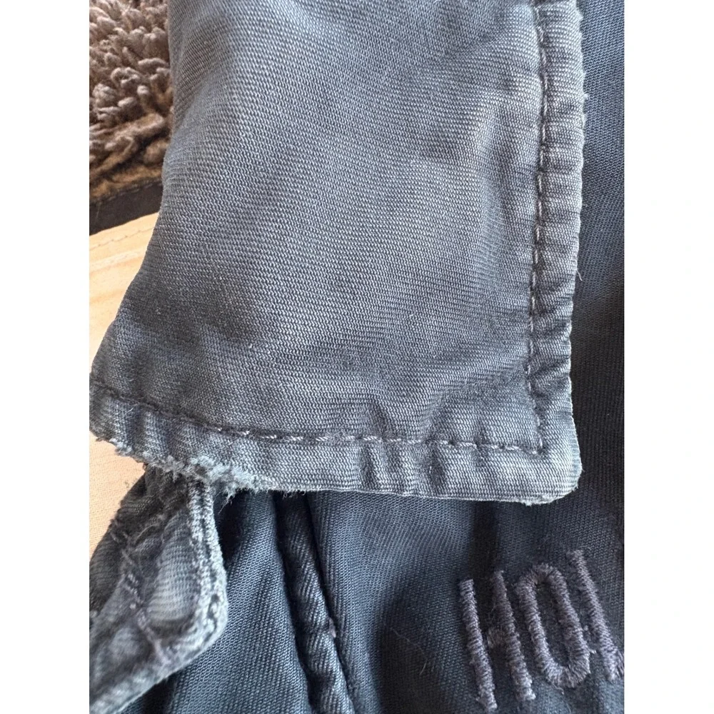VTG Hollister Mens Medium Y2K Sherpa Lined Canvas Jacket Charcoal Grunge Trucker